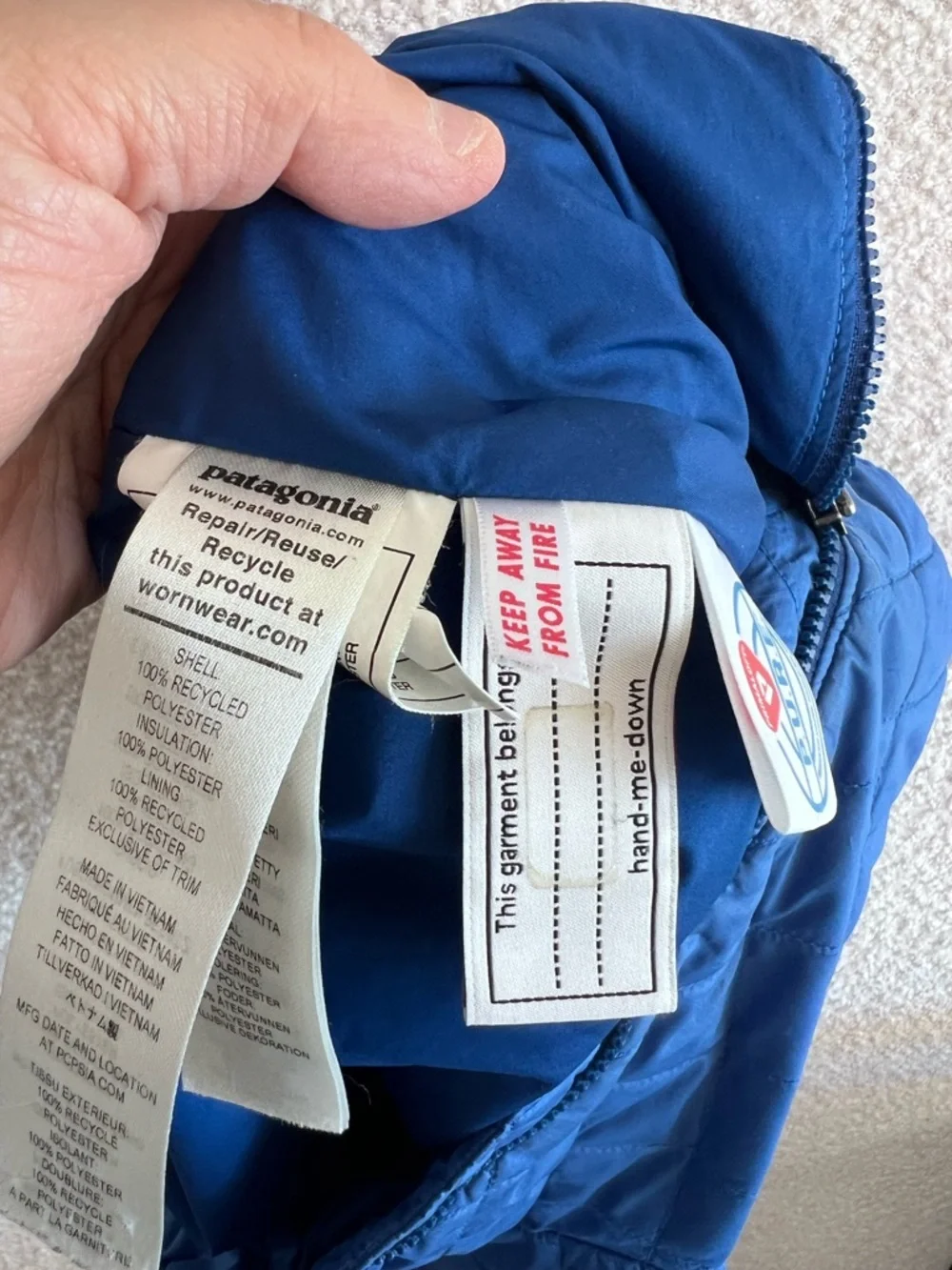 Patagonia Baby Nano Puff Blue Jacket Zip Up‎ Size 6-12 Months